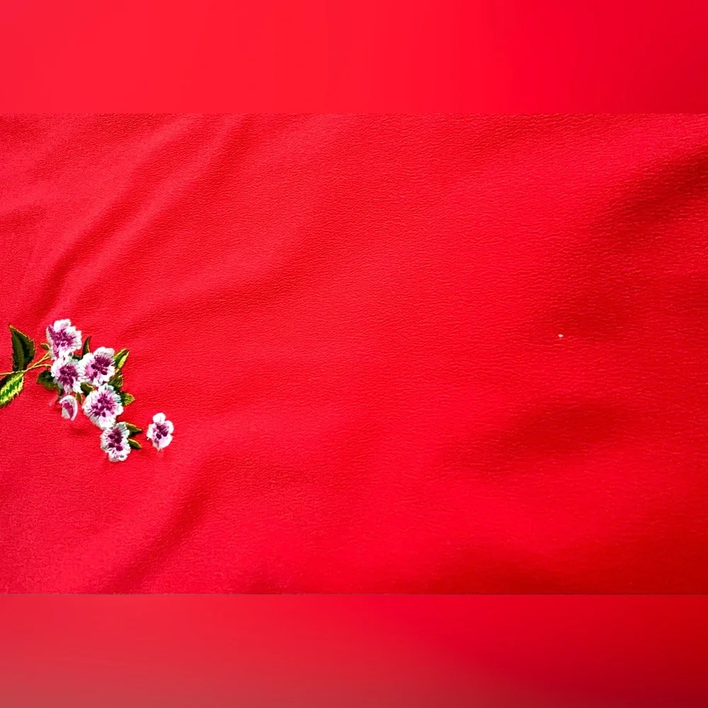 ASOS Red, Pink Floral Embroidered Wide-Leg Jumpsuit, Size 4 - Picture 9 of 9